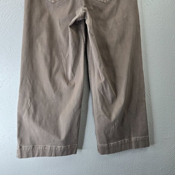 SPANX Cropped Wide Leg Pants XL Brown High Waist Stretchy Shaping Casual Pull On - Picture 11 of 13